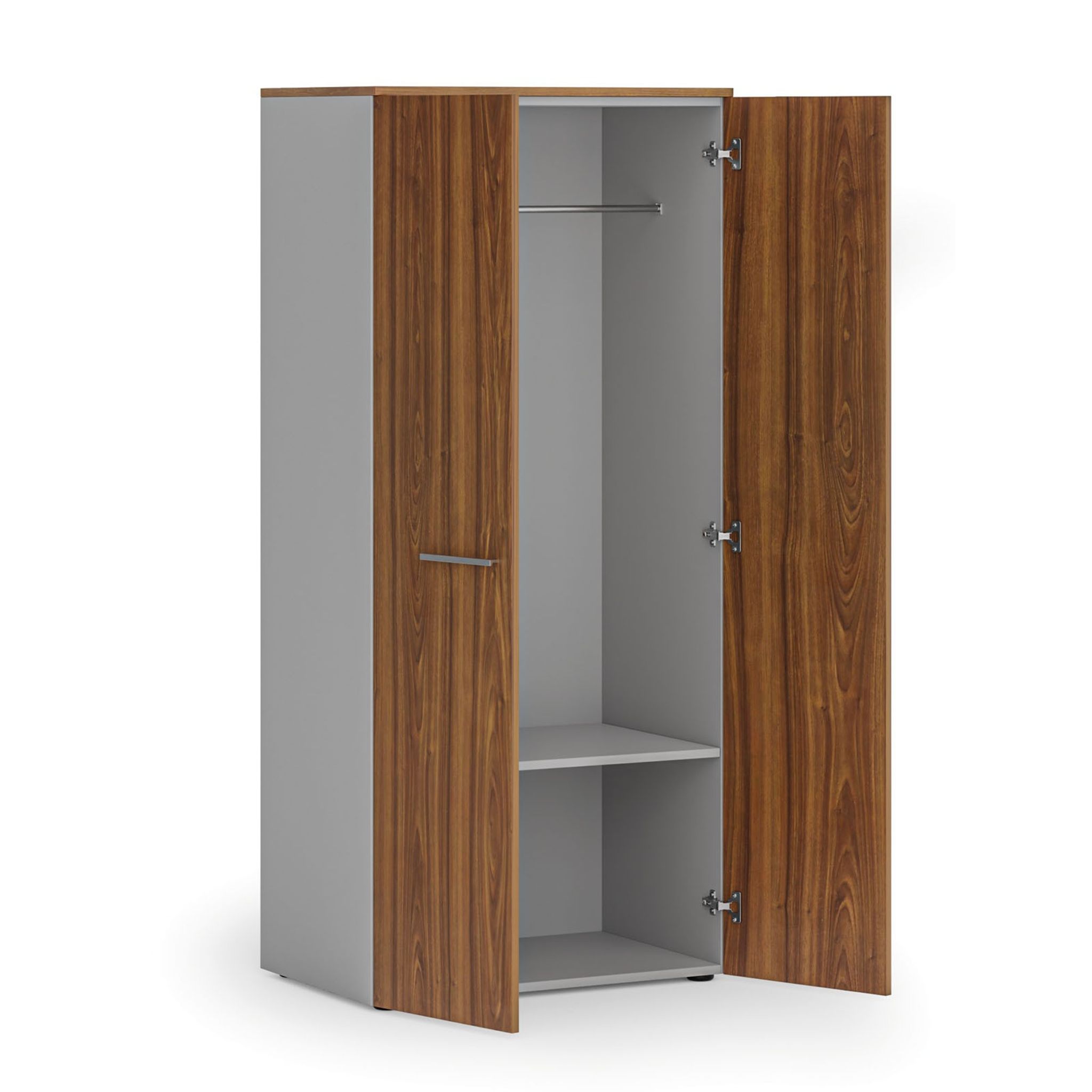 Garderobenschrank mit 1 Regalböden PRIMO GRAY, Kleiderstange, 800 x 500 x 1781 mm, grau/Nussbaum