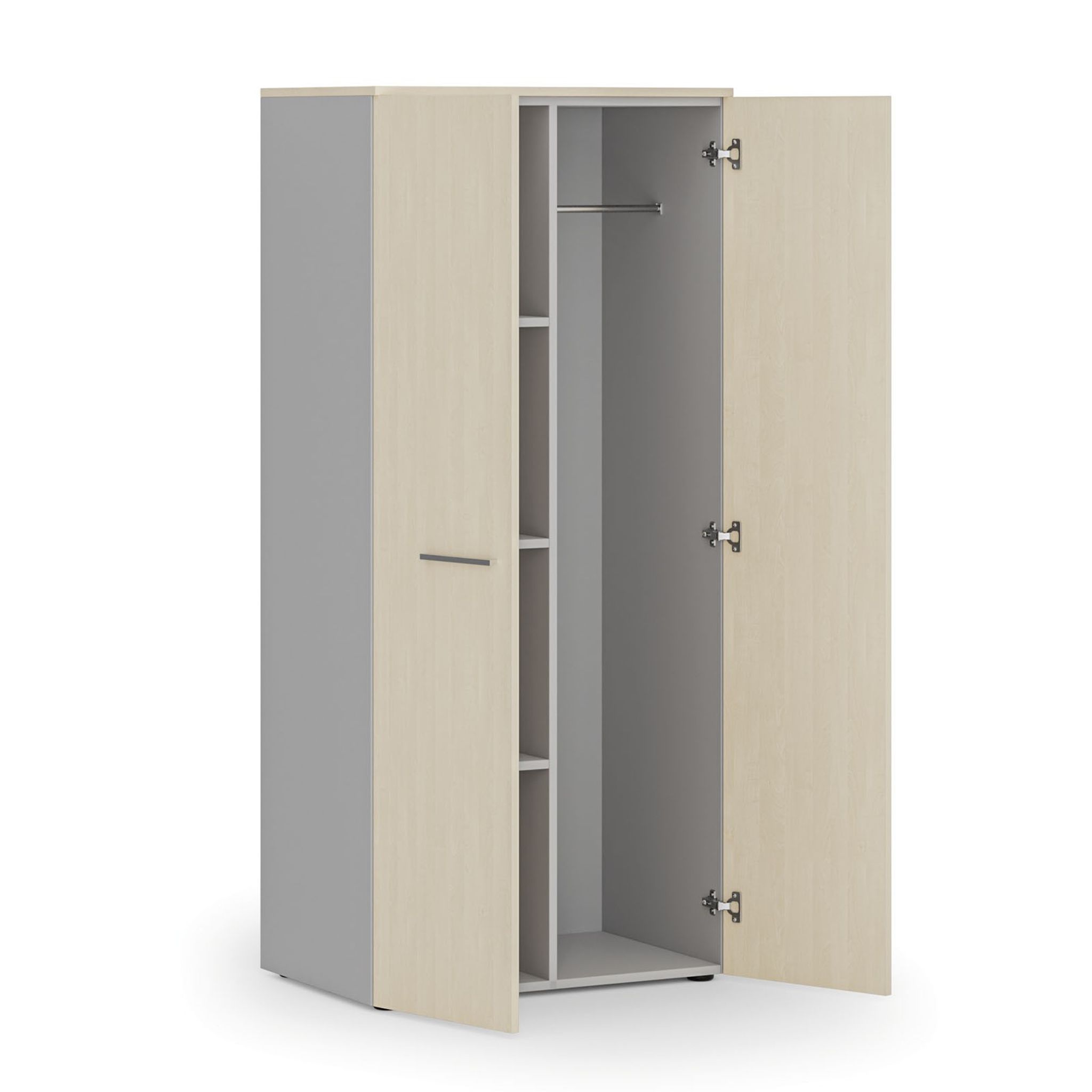 Garderobenschrank mit 3 Regalböden PRIMO GRAY, Kleiderstange, 800 x 500 x 1781 mm