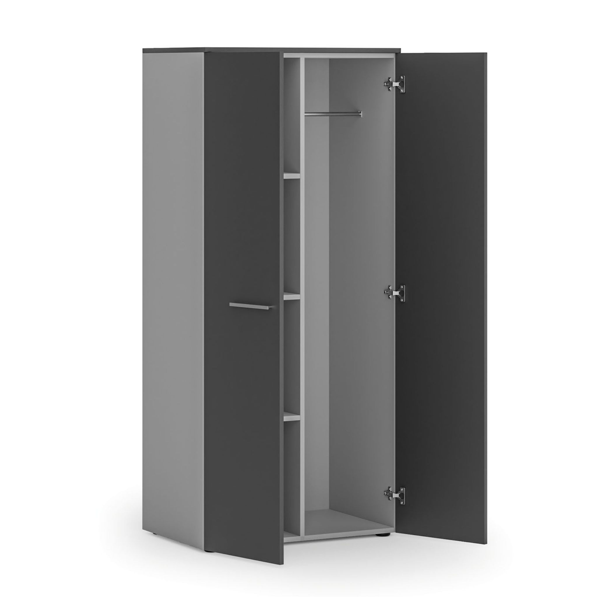 Garderobenschrank mit 3 Regalböden PRIMO GRAY, Kleiderstange, 800 x 500 x 1781 mm, grau/Graphit