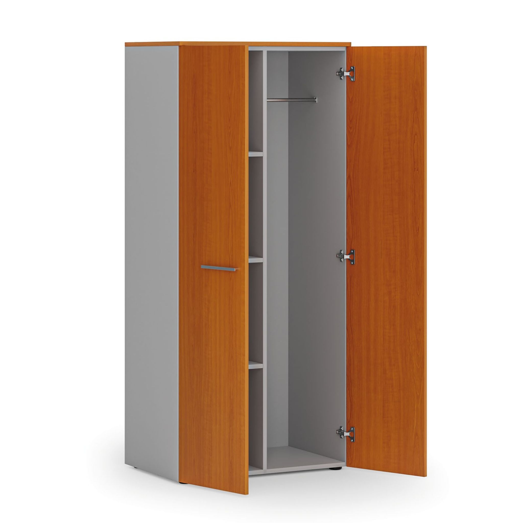 Garderobenschrank mit 3 Regalböden PRIMO GRAY, Kleiderstange, 800 x 500 x 1781 mm, grau/Kirschbaum