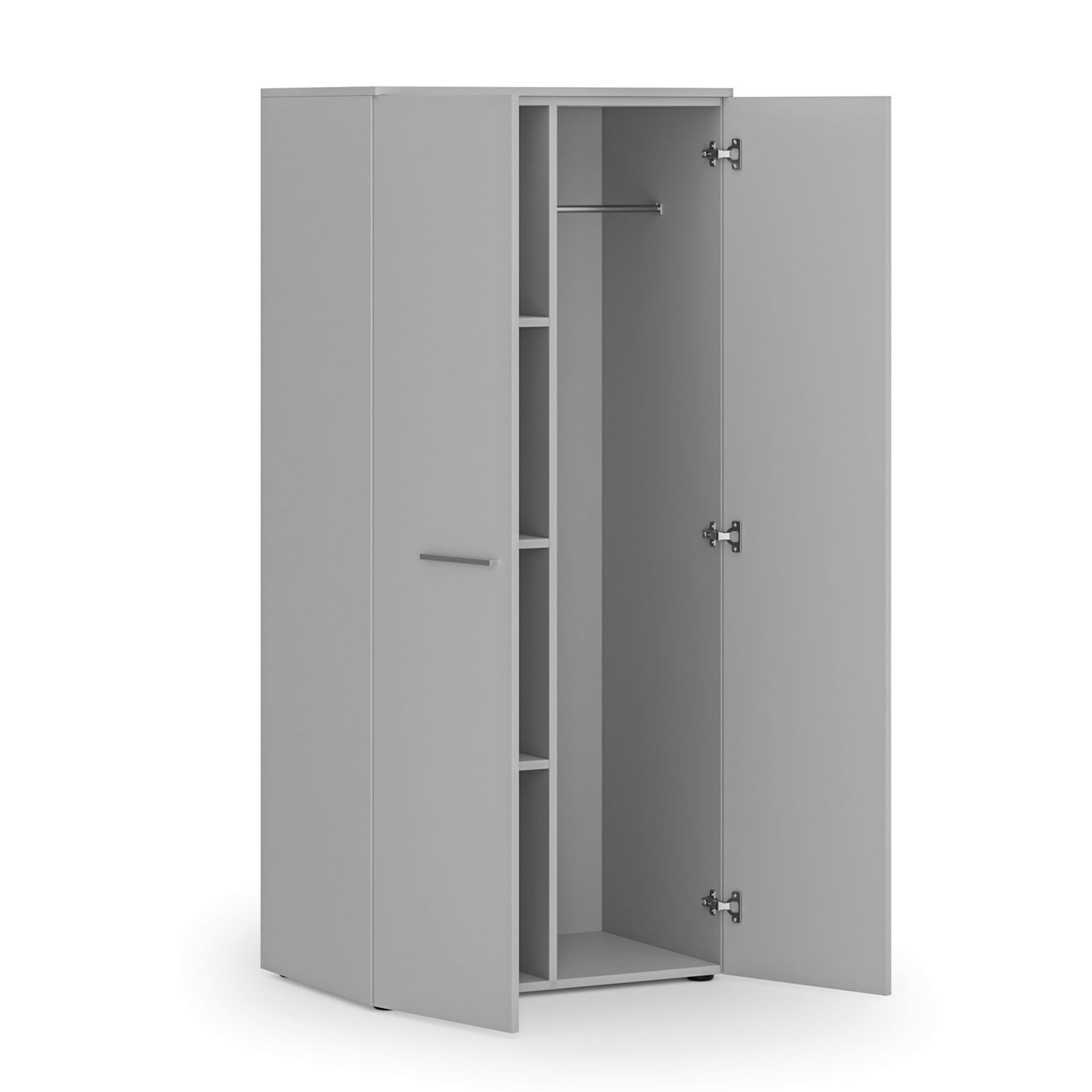 Garderobenschrank mit 3 Regalböden PRIMO GRAY, Kleiderstange, 800 x 500 x 1781 mm, grau