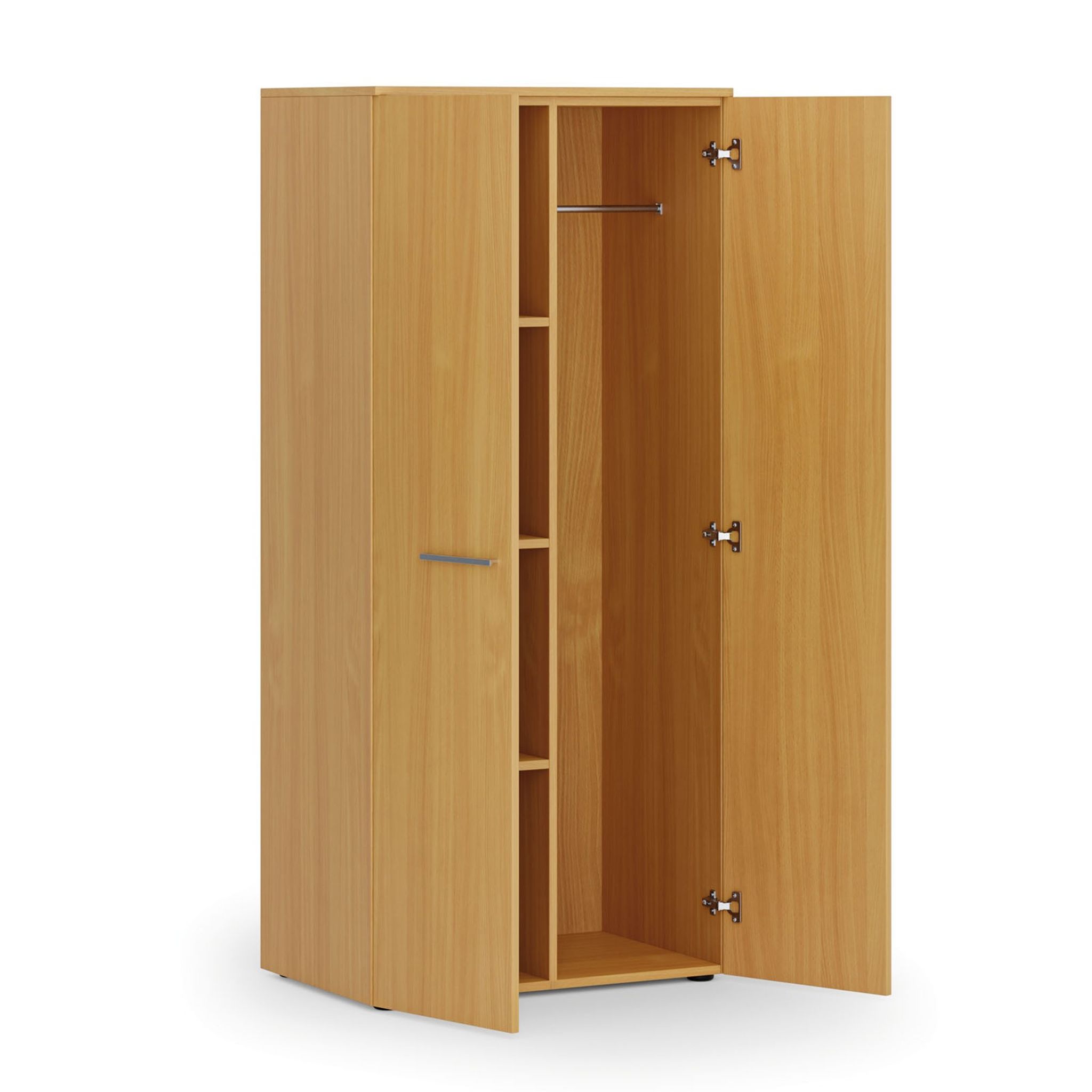 Garderobenschrank mit 3 Regalböden PRIMO WOOD, Kleiderstange, 800 x 500 x 1781 mm, Buche