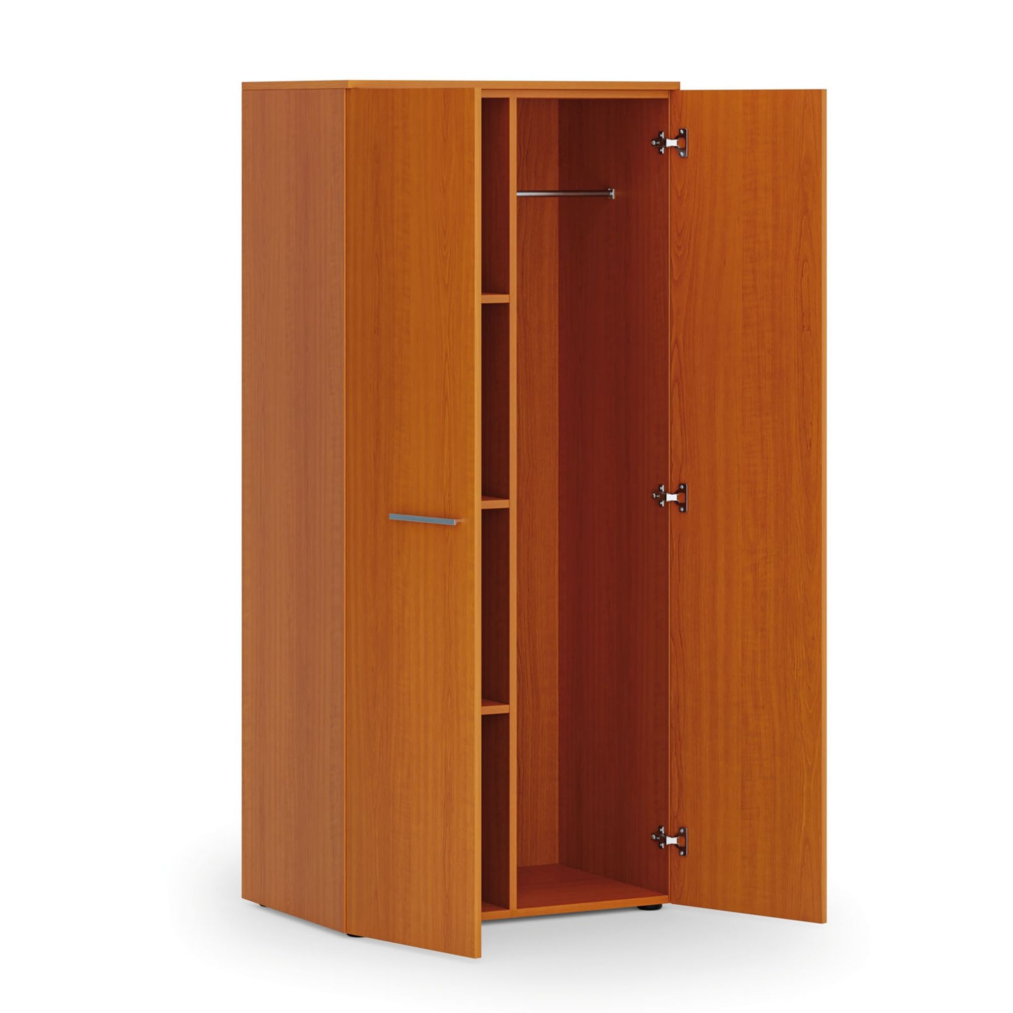 Garderobenschrank mit 3 Regalböden PRIMO WOOD, Kleiderstange, 800 x 500 x 1781 mm, Kirschbaum