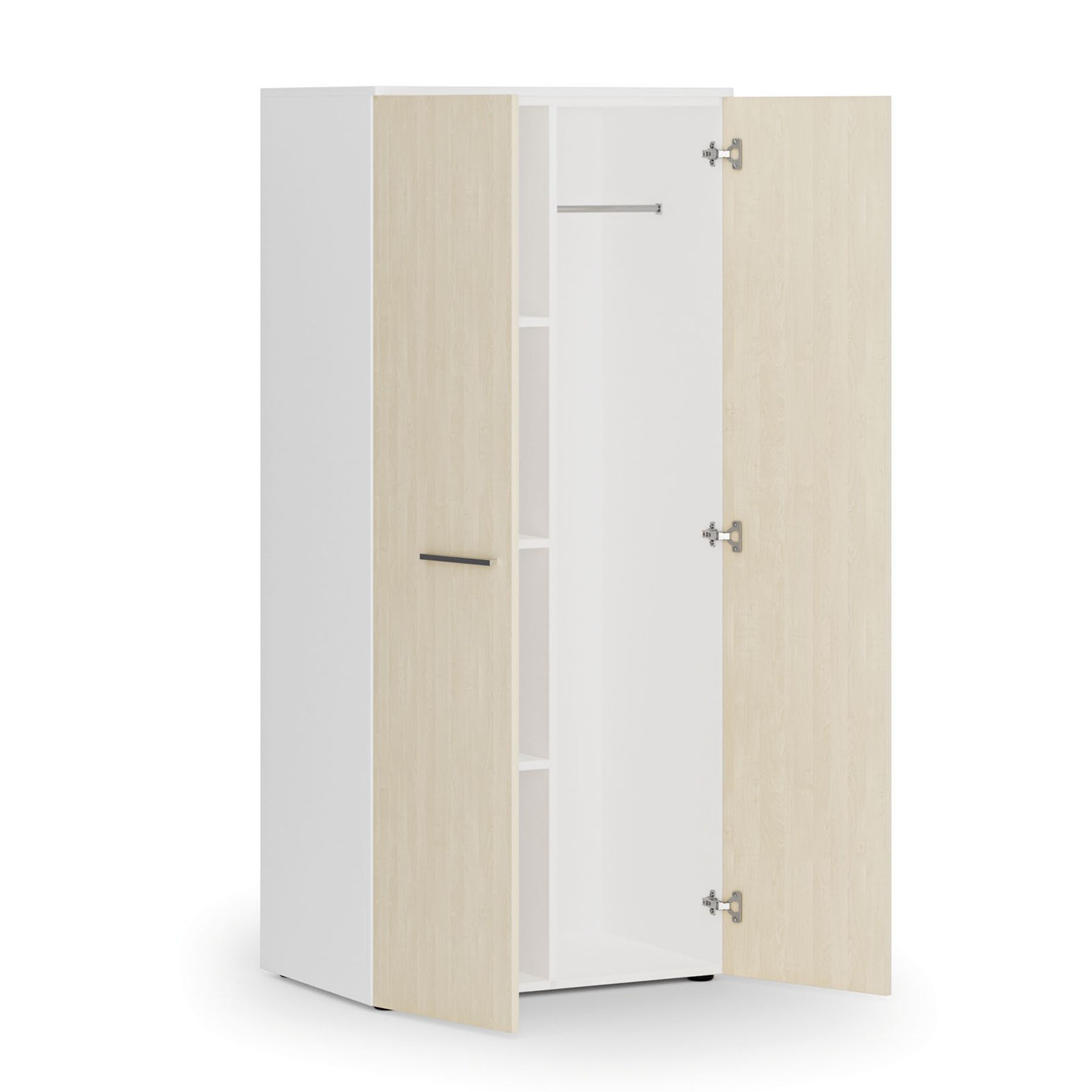 Garderobenschrank mit Regalböden PRIMO WHITE, Kleiderstange, 800 x 500 x 1781 mm