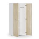 Garderobenschrank mit Regalböden PRIMO WHITE, Kleiderstange, 800 x 500 x 1781 mm, weiß/Eiche natur