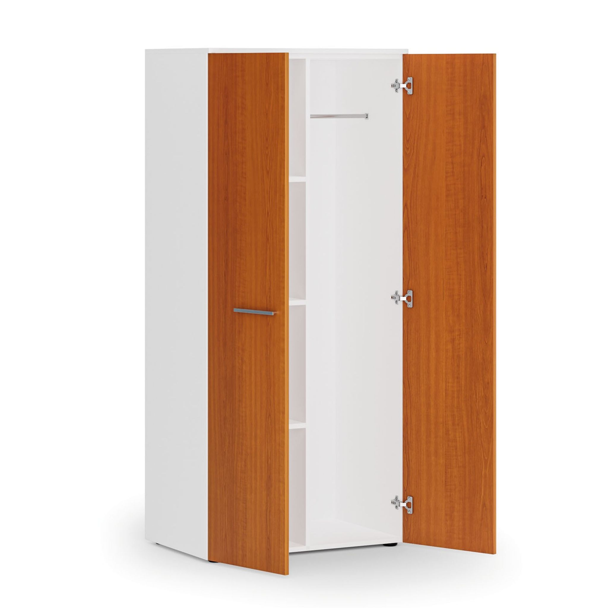 Garderobenschrank mit Regalböden PRIMO WHITE, Kleiderstange, 800 x 500 x 1781 mm, weiß/Kirschbaum
