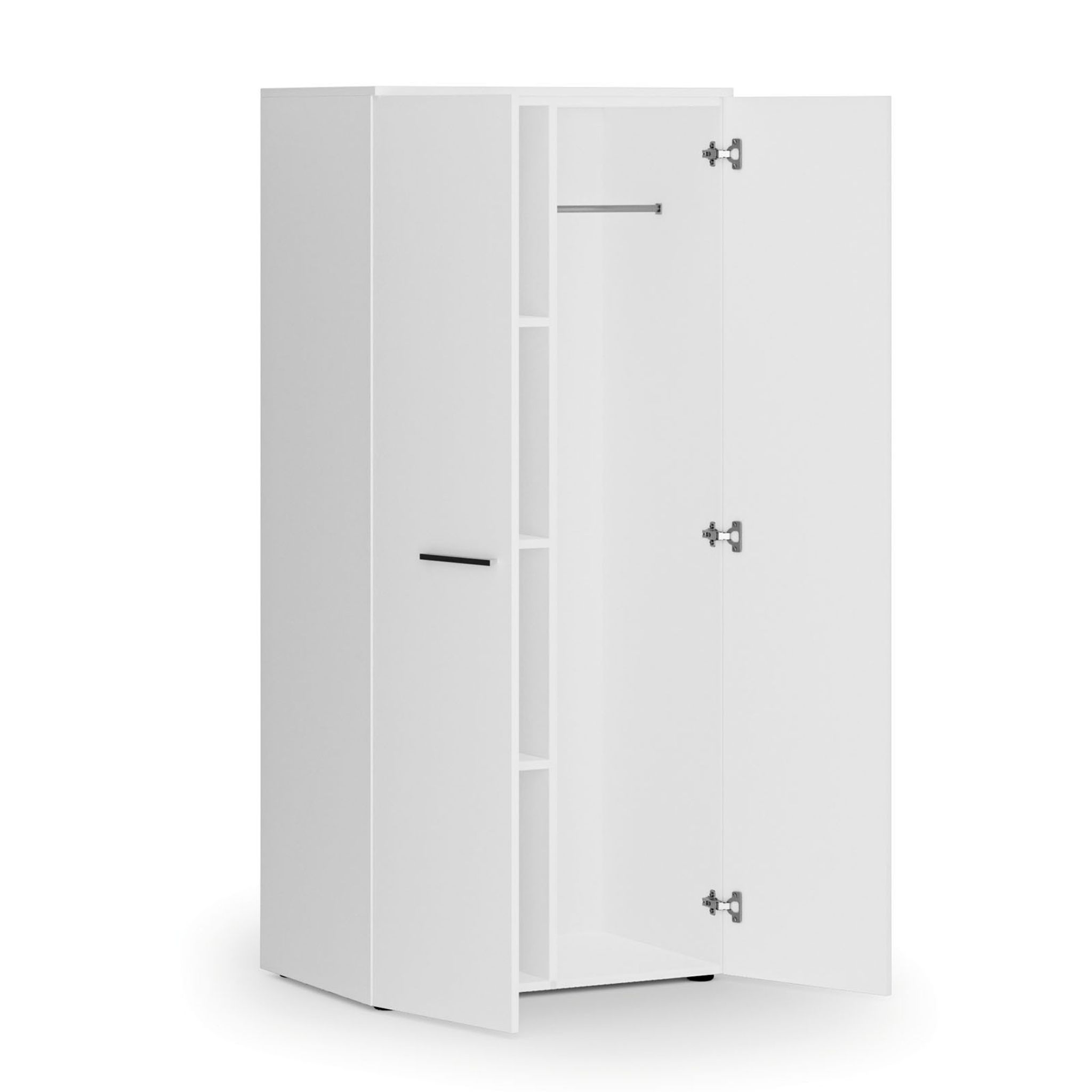 Garderobenschrank mit Regalböden PRIMO WHITE, Kleiderstange, 800 x 500 x 1781 mm, weiß