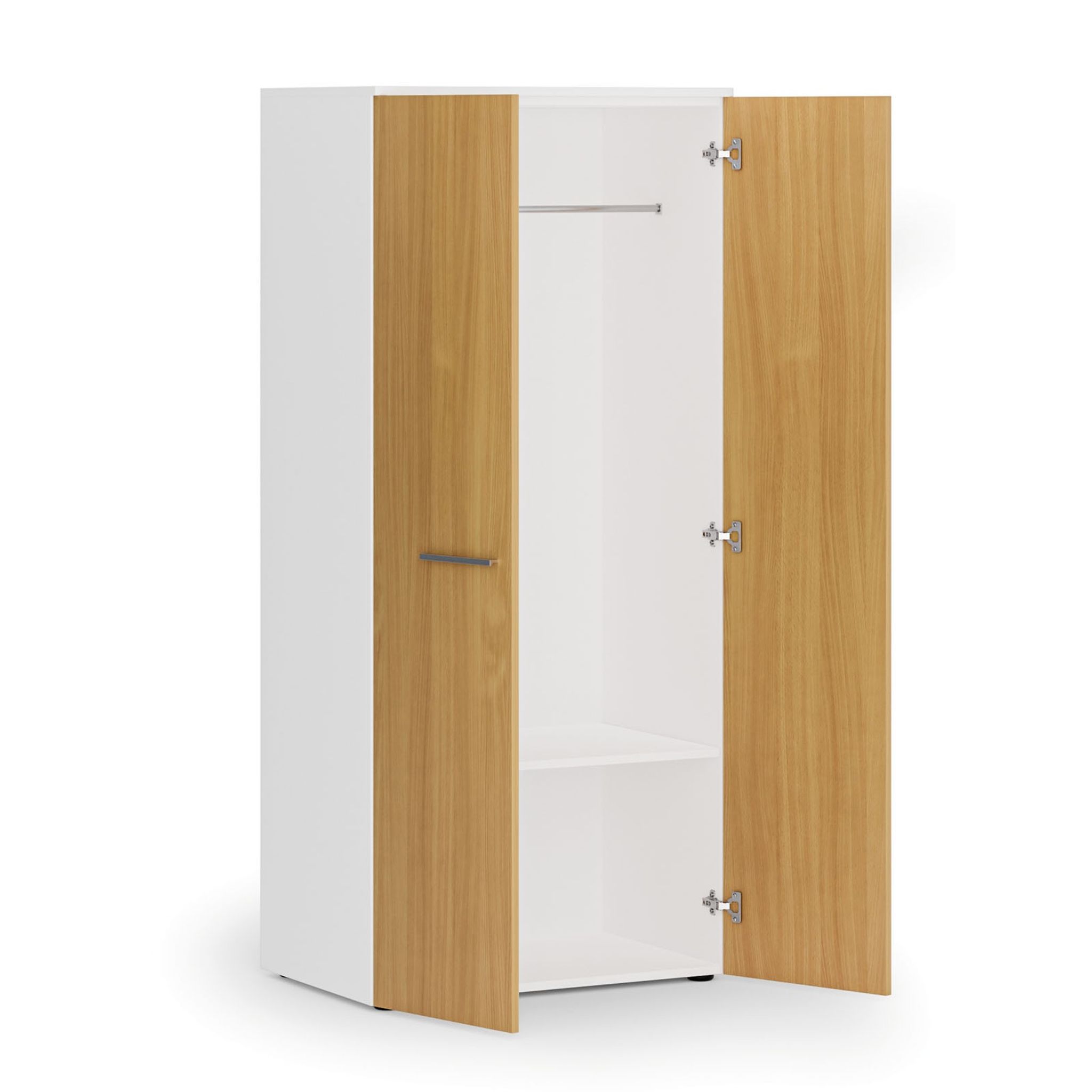 Garderobenschrank PRIMO WHITE, Kleiderstange, 800 x 500 x 1781 mm, weiß/Buche
