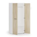 Garderobenschrank PRIMO WHITE, Kleiderstange, 800 x 500 x 1781 mm, weiß/Eiche natur