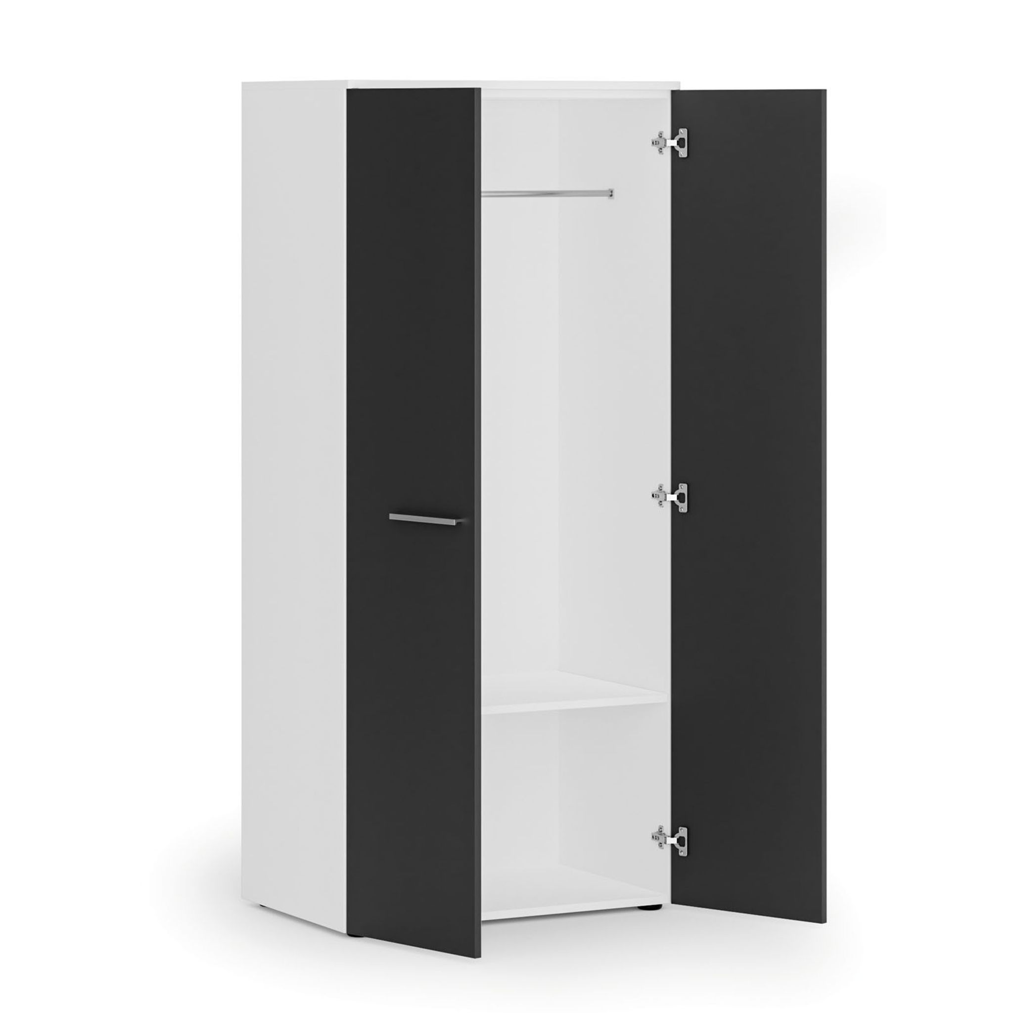 Garderobenschrank PRIMO WHITE, Kleiderstange, 800 x 500 x 1781 mm, weiß/graphit