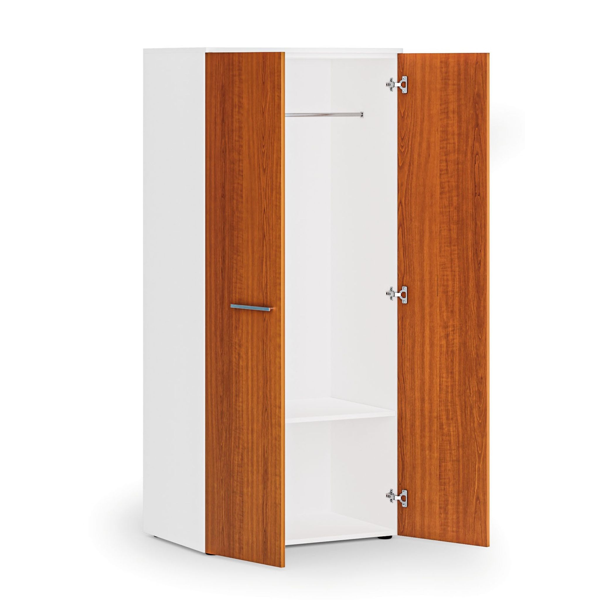 Garderobenschrank PRIMO WHITE, Kleiderstange, 800 x 500 x 1781 mm, weiß/Kirschbaum