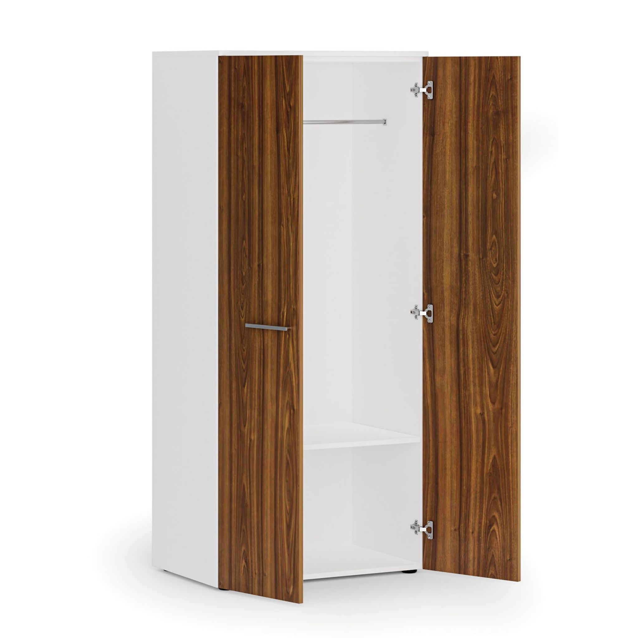 Garderobenschrank PRIMO WHITE, Kleiderstange, 800 x 500 x 1781 mm, weiß/Nussbaum