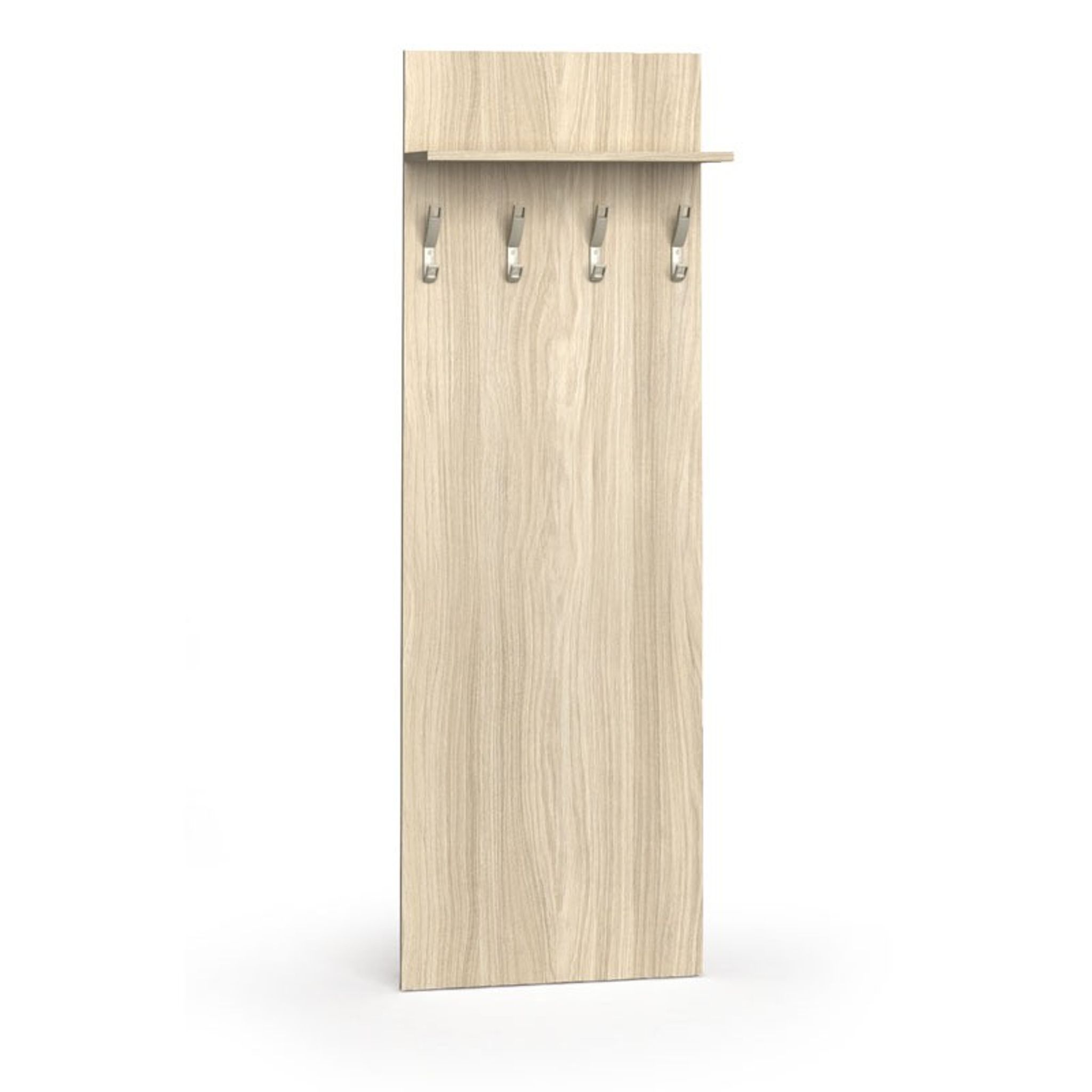 Garderobenwand PRIMO WOOD, 4 Kleiderhaken, Ablage, Eiche natur