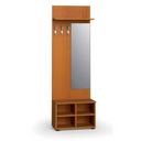 Garderobenwand PRIMO WOOD, Schuhregal + Spiegel, 3 Haken, Ablage, Kirschbaum