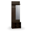 Garderobenwand PRIMO WOOD, Schuhregal + Spiegel, 3 Haken, Ablage, Wenge