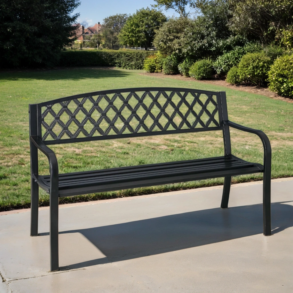 Banc de Jardin GRET Métal Noir 127cm 2