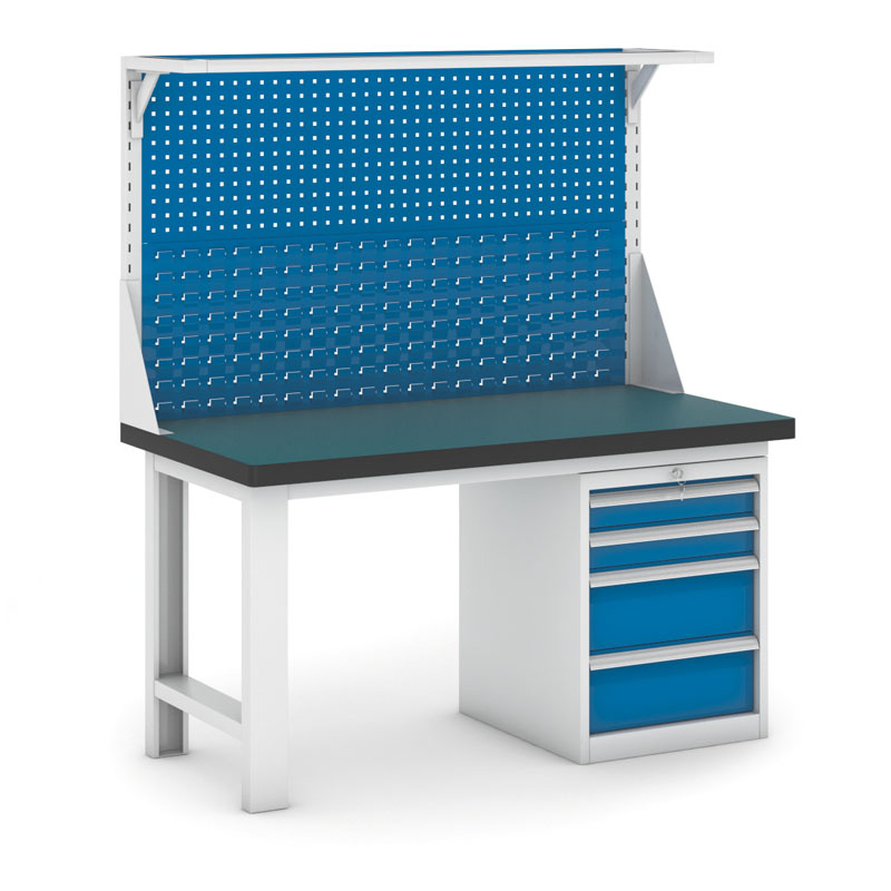 Werkbank Mit Aufbau 1500x600x750 Mm – Stabil, Höhenverstellbar, Blau – Ideal Für Hobby & Gewerbe