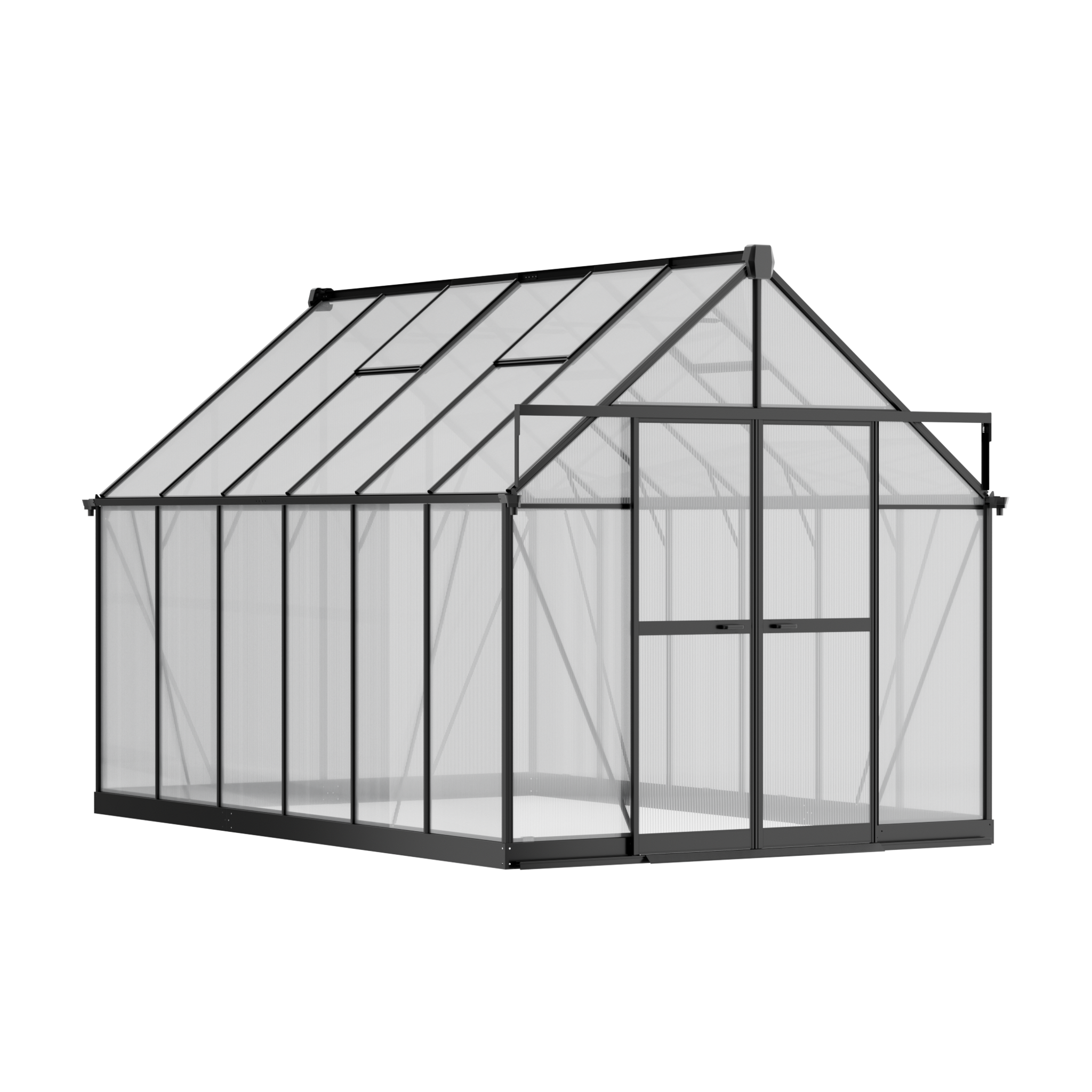 Gewächshaus 240 x 244 x 371 cm, verstärkte Konstruktion, Polycarbonat 6 mm Gewächshaus 240 x 244 x 371 cm, verstärkte Konstruktion, Polycarbonat 6 mm