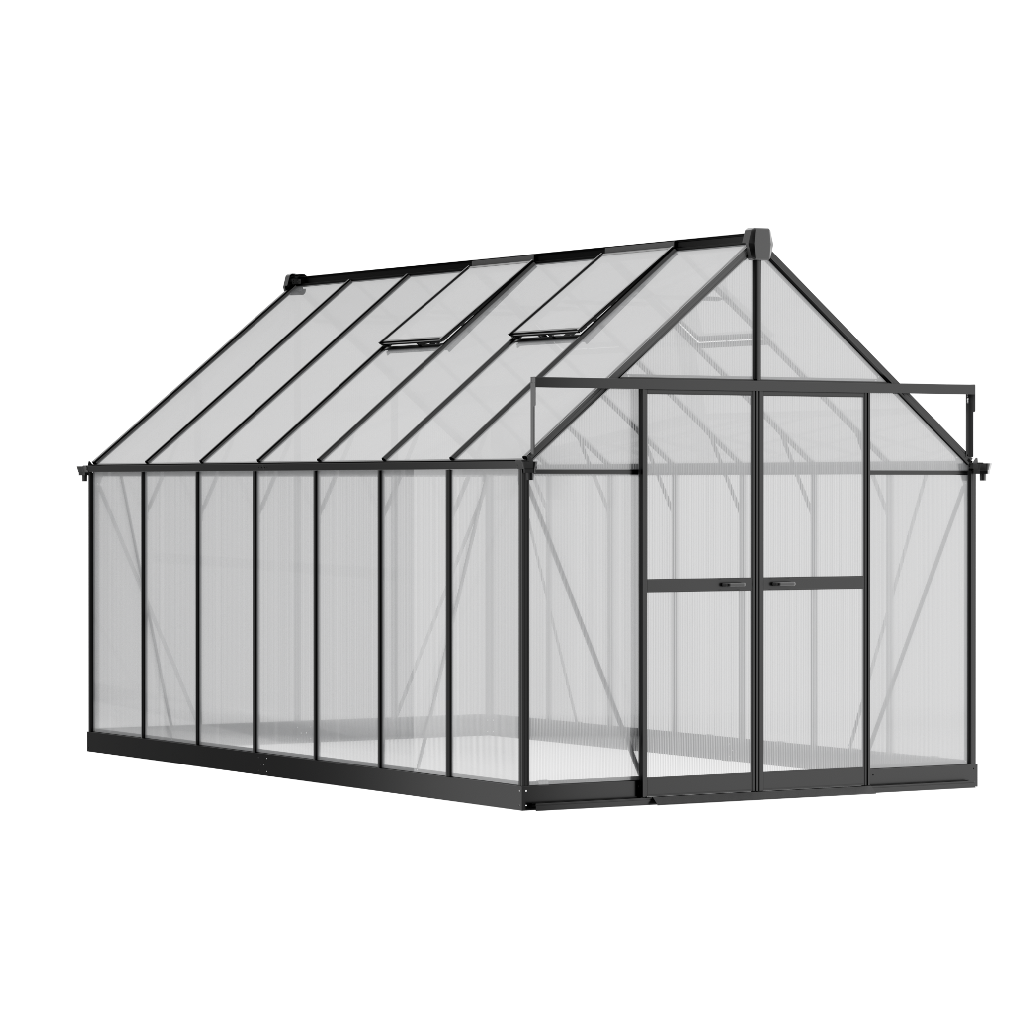 Gewächshaus 240 x 244 x 429 cm, verstärkte Konstruktion, Polycarbonat 6 mm Gewächshaus 240 x 244 x 429 cm, verstärkte Konstruktion, Polycarbonat 6 mm