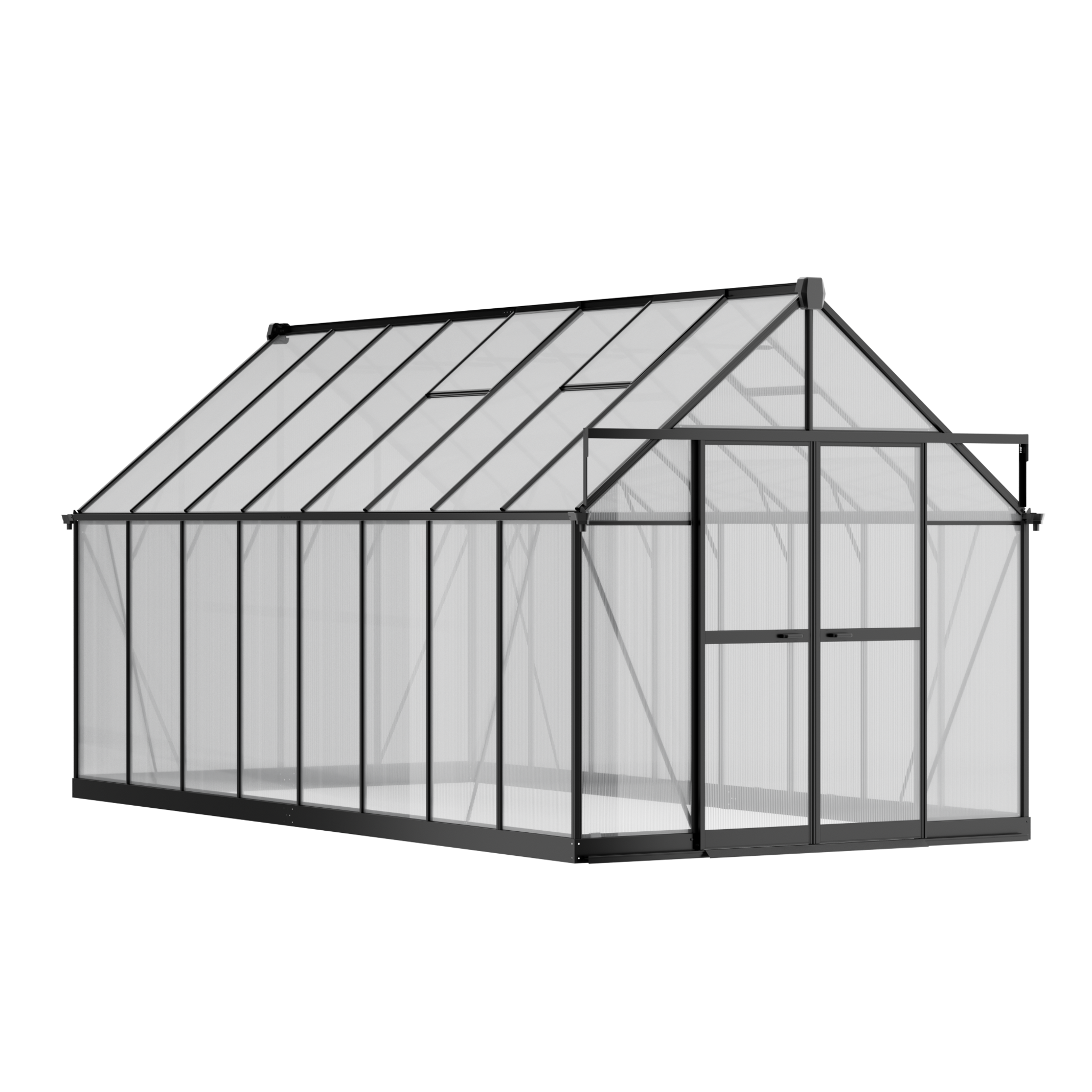 Gewächshaus 240 x 244 x 488 cm, verstärkte Konstruktion, Polycarbonat 6 mm Gewächshaus 240 x 244 x 488 cm, verstärkte Konstruktion, Polycarbonat 6 mm