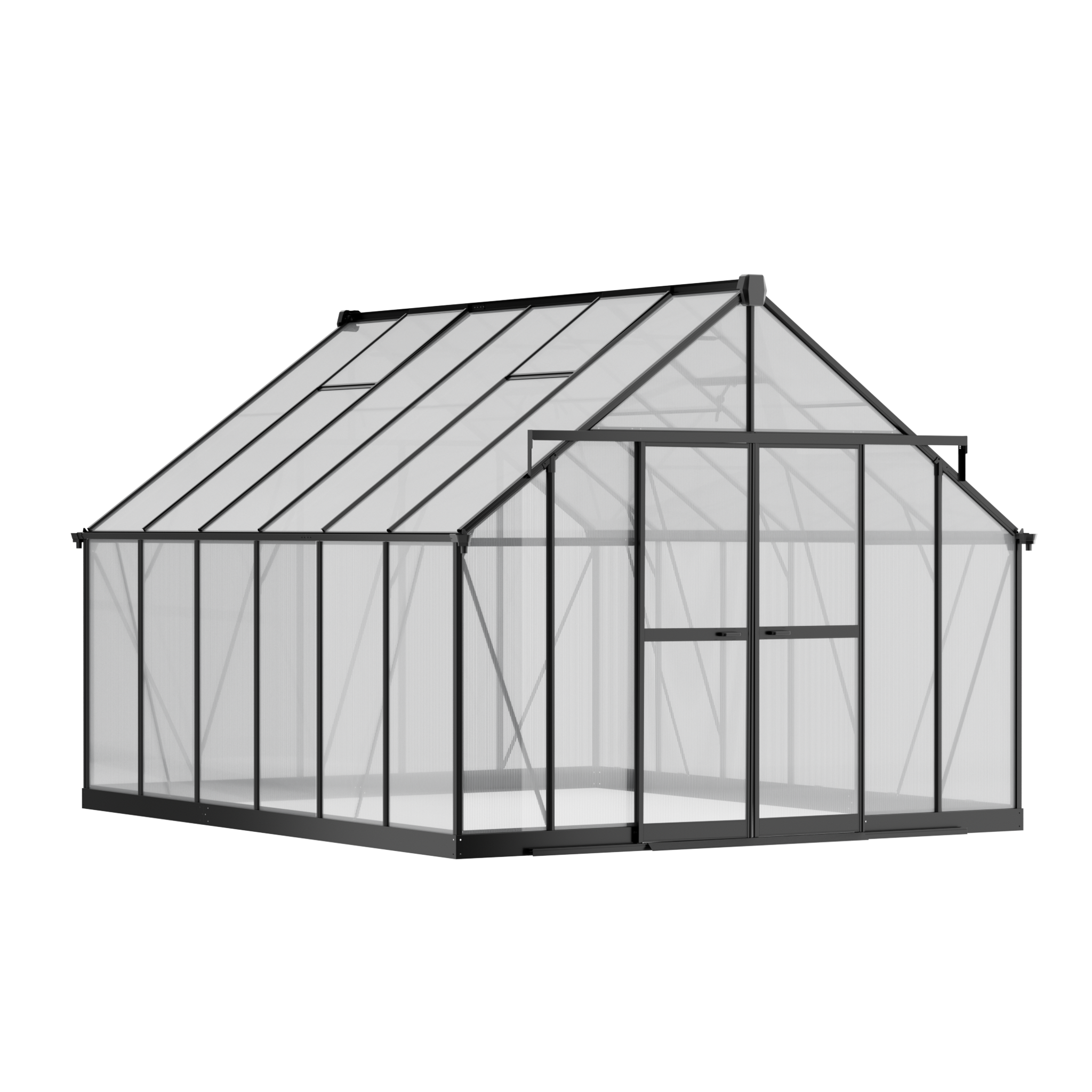Gewächshaus 245 x 305 x 370 cm, verstärkte Konstruktion, Polycarbonat 6 mm Gewächshaus 245 x 305 x 370 cm, verstärkte Konstruktion, Polycarbonat 6 mm