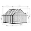 Gewächshaus 245 x 305 x 370 cm, verstärkte Konstruktion, Polycarbonat 6 mm