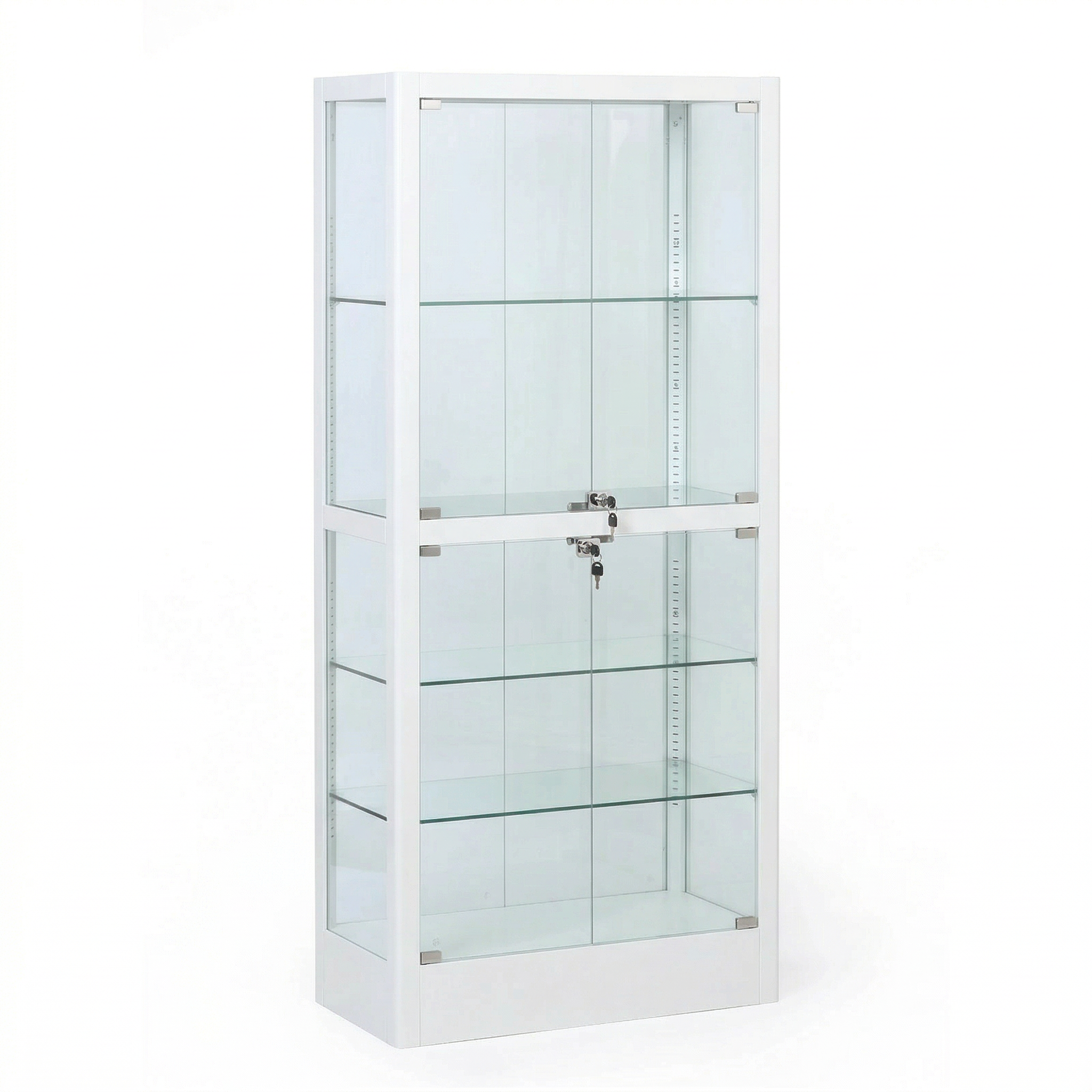 Glasvitrine, 1800 × 800 × 400 mm, weiß