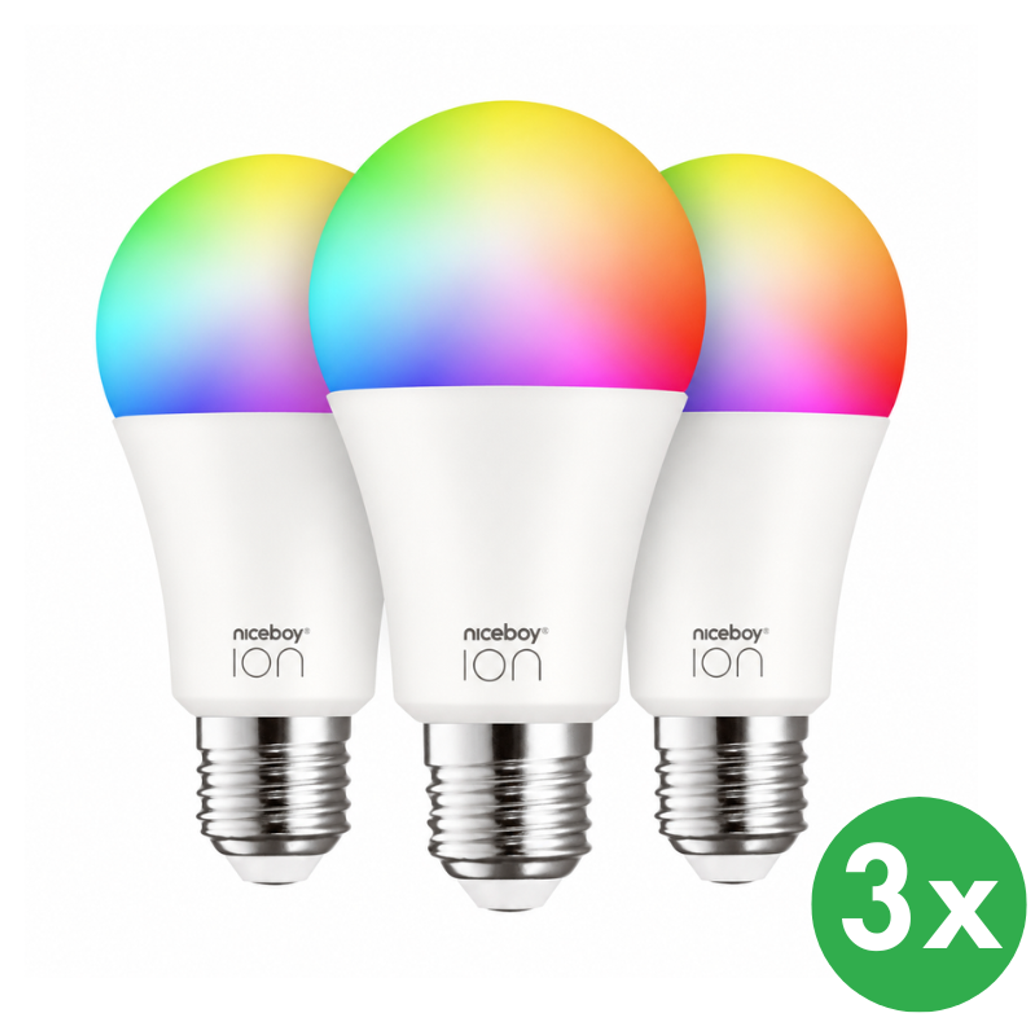 Glühbirnen Niceboy ION SmartBulb RGB, 9 W, E27, 3 St. Glühbirnen Niceboy ION SmartBulb RGB, 9 W, E27, 3 St.