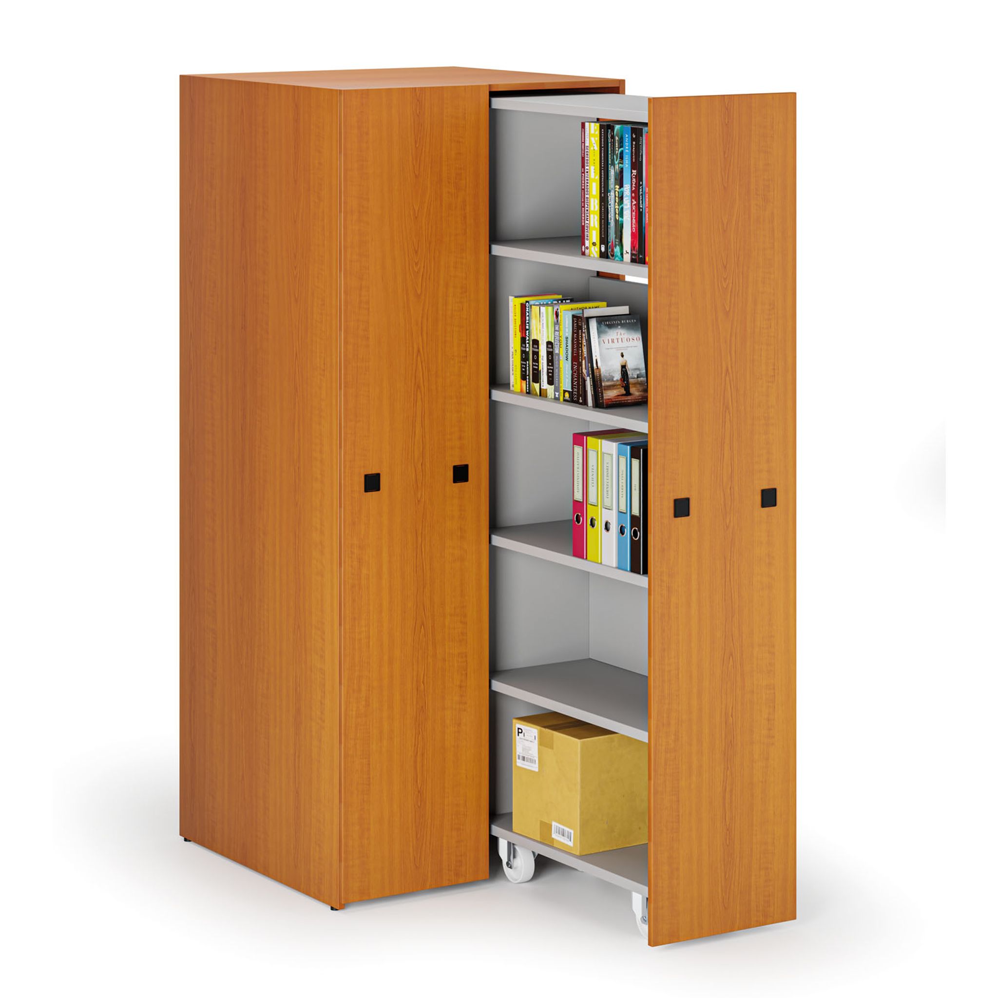 Großraumschrank mit ausziehbaren Regalen, 841 × 846 × 2000 mm, Kirschbaum