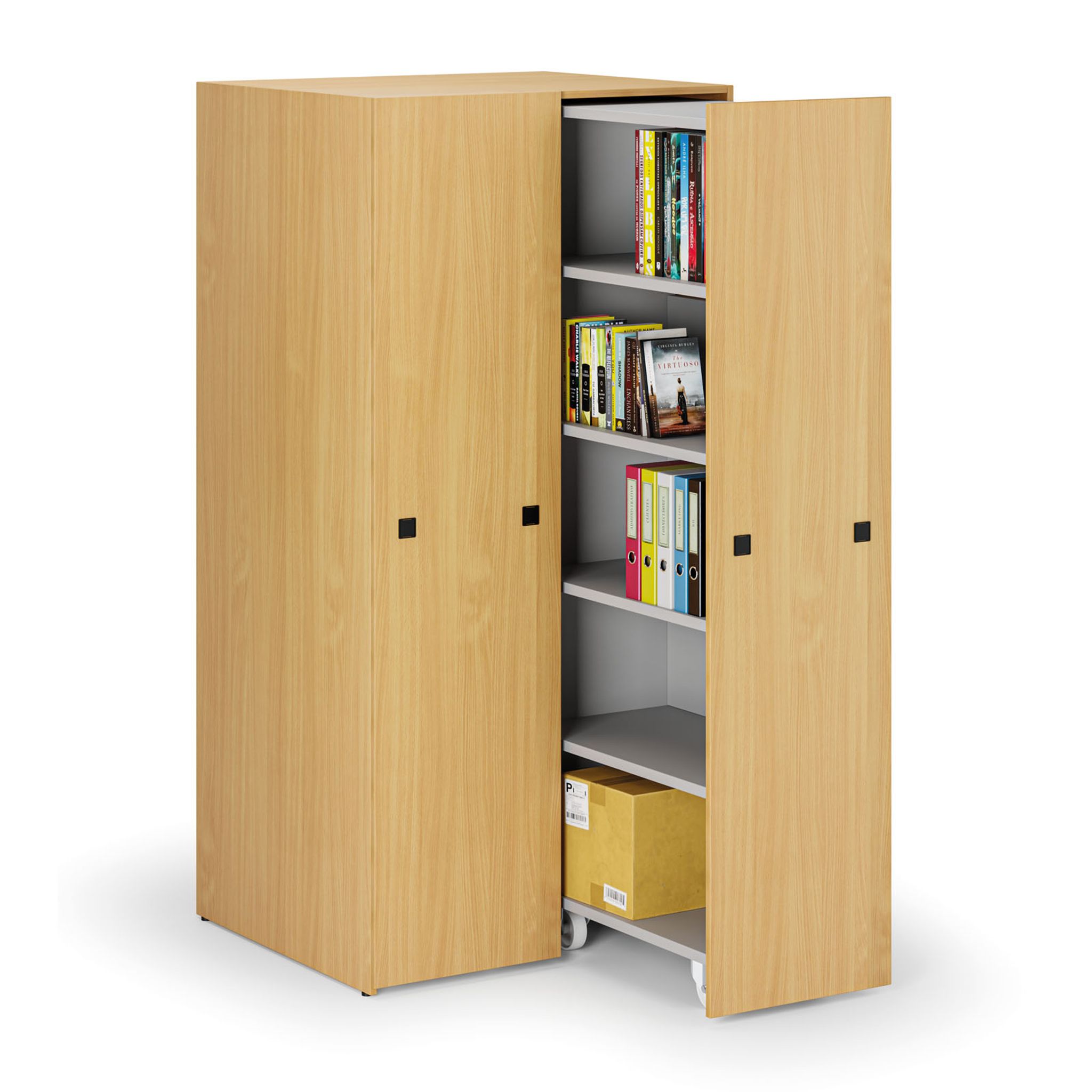 Großraumschrank mit ausziehbaren Regalen, 989 × 846 × 2000 mm, Buche