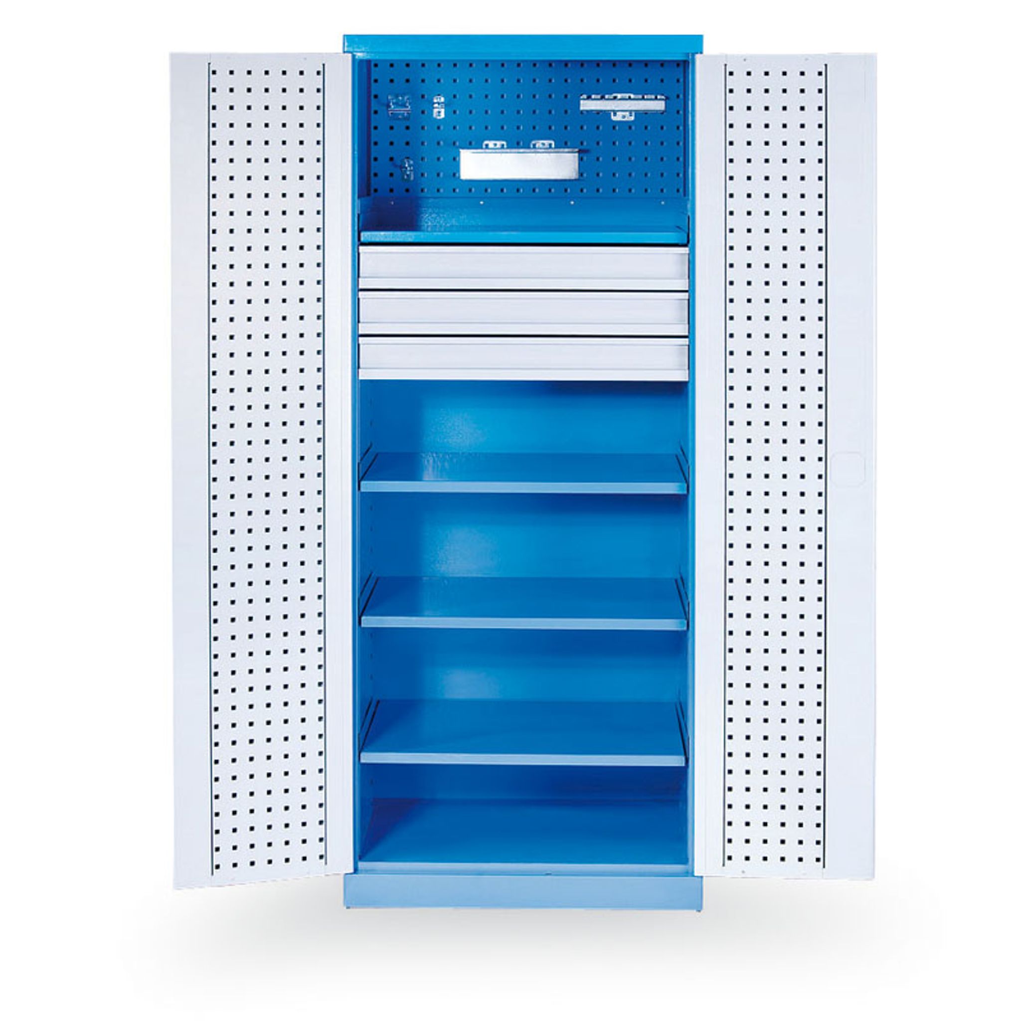 GÜDE Metall-Werkstatt-Werkzeugschrank, 4 Regalböden, 3 Schubladen, geschweißt, Tragfähigkeit 60 kg, 780 x 580 x 1920 mm