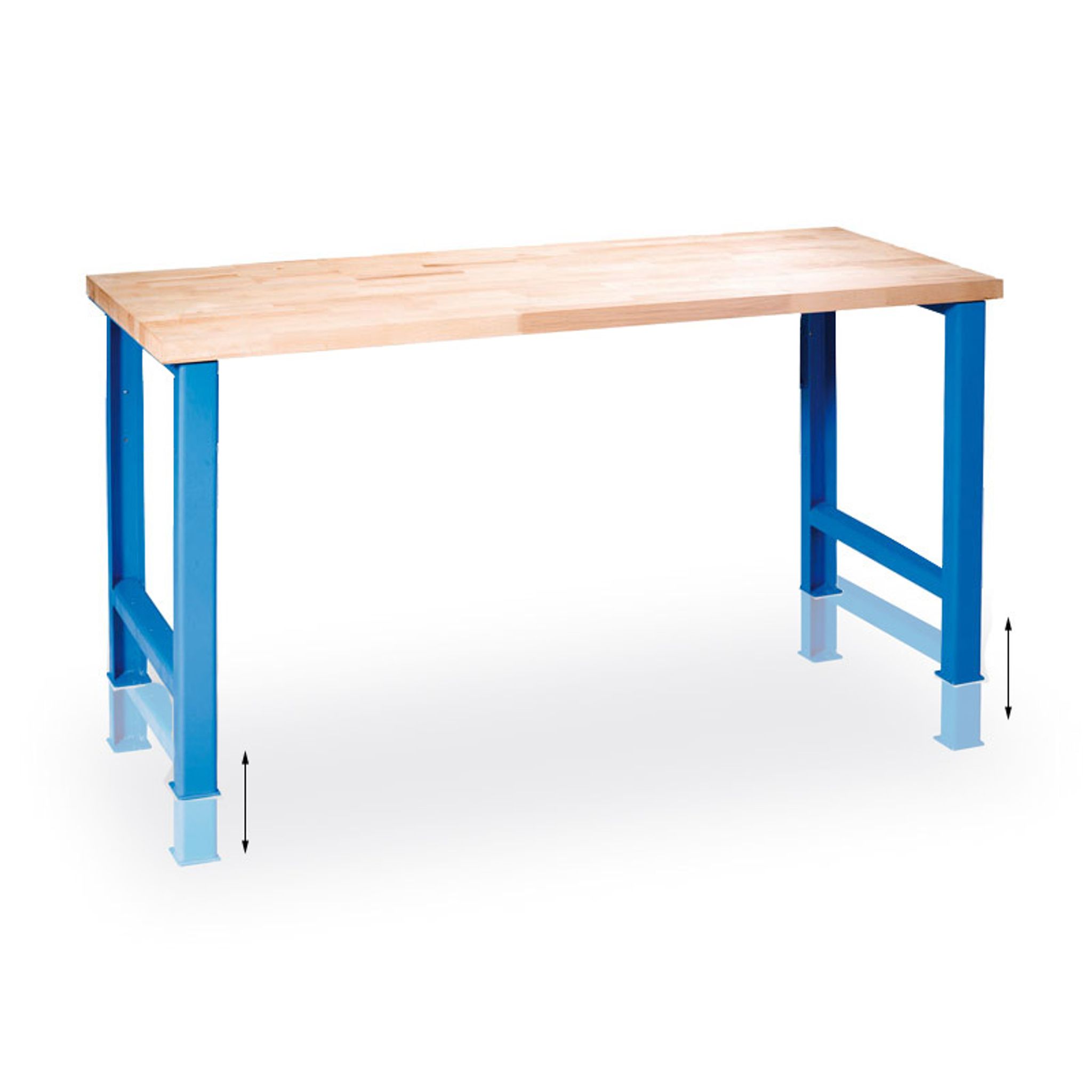 GÜDE Variant Werkbank, höhenverstellbar, Buche-Leimholzplatte, 1200 x 800 x 840 mm, blau