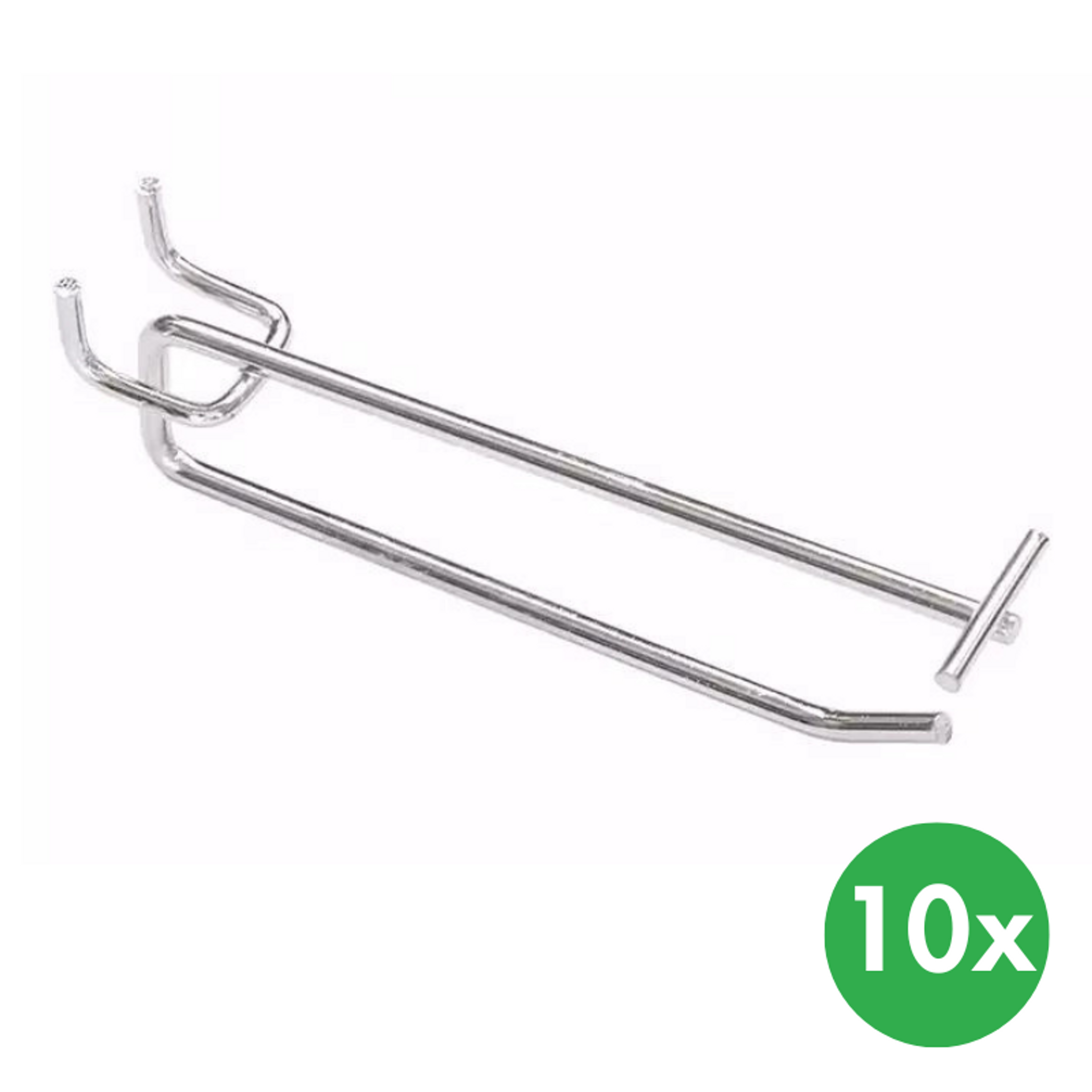 Haki pojedyncze z wysięgnikiem cenowym, długość 100 mm, chrom, 10 szt.