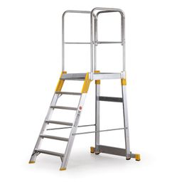 Hliníkový můstek, žebřík s plošinou, jednostranný ALVE FORTE, 6 příček, výška 1,26 m