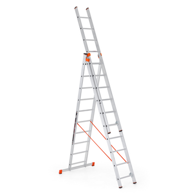 Hliníkový trojdielny rebrík ALVE PREMIUM s nášľapmi, 3x8 priečok, dĺžka 5,25 m