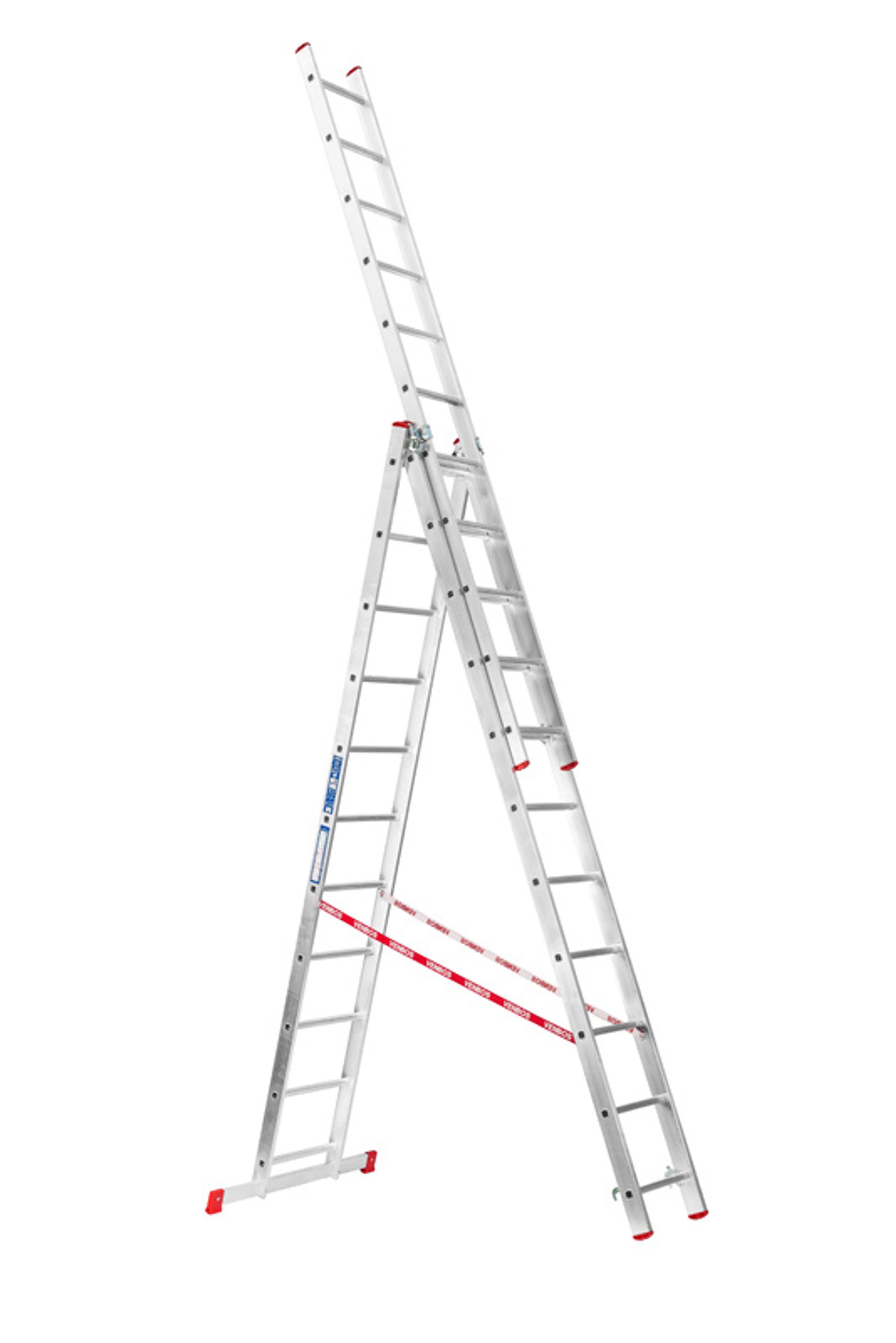 Hliníkový trojdílný výsuvný žebřík VENBOS HOBBY, 3x11 příček, 6,75 m