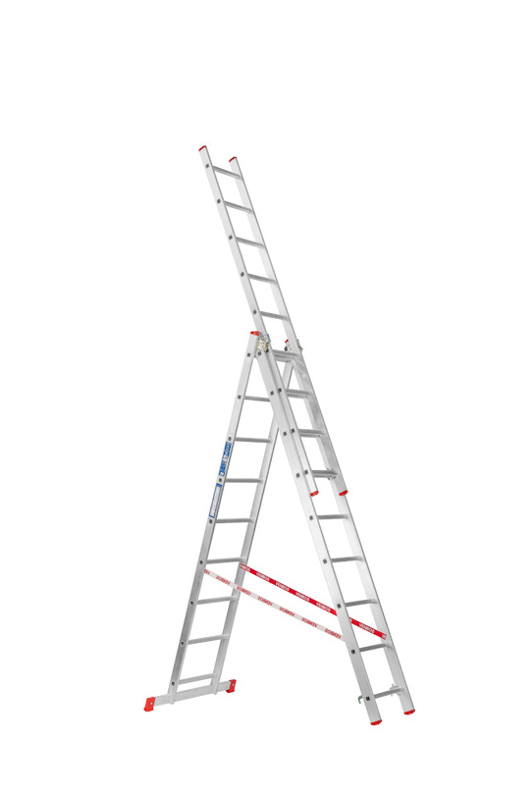 Hliníkový trojdílný výsuvný žebřík VENBOS HOBBY, 3x9 příček, 5,36 m