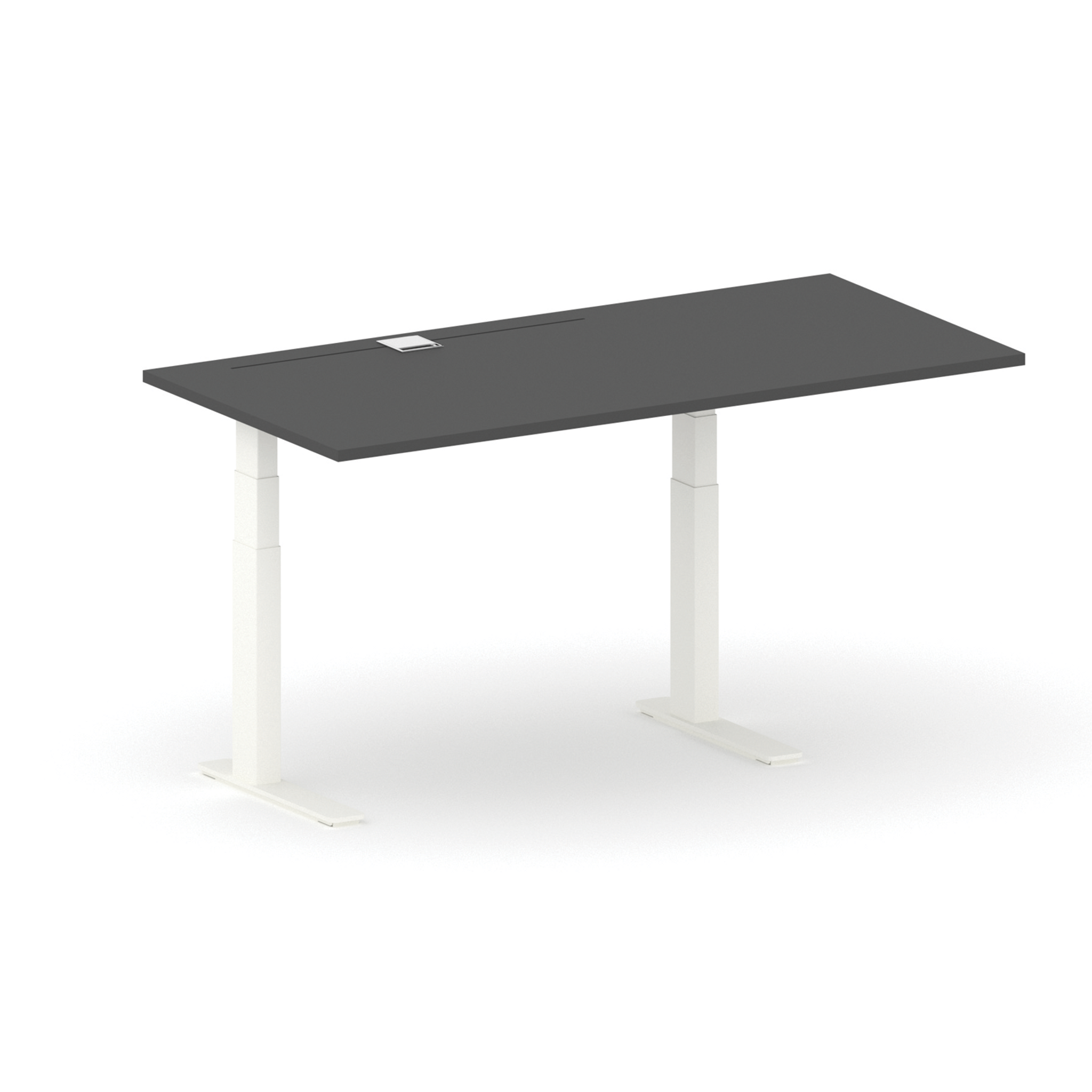 Höhenverstellbarer ArbeitsSchreibtisch FUTURE, 1700 x 800 x 745-1215 mm, ohne Trennwand, Weiß/Graphit