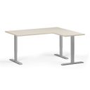 Höhenverstellbarer Eckschreibtisch, 3 Motoren, 74-121 cm, L/R, Tischplatte 160x140 cm, graues Metallgestell, Birke