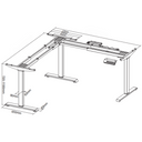 Höhenverstellbarer Eckschreibtisch, 3 Motoren, 74-121 cm, L/R, Tischplatte 160x160 cm, graues Metallgestell, Eiche natur