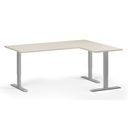 Höhenverstellbarer Eckschreibtisch, 3 Motoren, 74-121 cm, L/R, Tischplatte 180x140 cm, graues Metallgestell, Birke