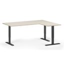 Höhenverstellbarer Eckschreibtisch, 3 Motoren, 74-121 cm, L/R, Tischplatte 180x140 cm, schwarzes Metallgestell, Birke
