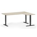 Höhenverstellbarer Eckschreibtisch, 3 Motoren, 74-121 cm, L/R, Tischplatte 180x140 cm, schwarzes Metallgestell, Eiche natur