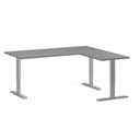 Höhenverstellbarer Eckschreibtisch, 3 Motoren, 74-121 cm, L/R, Tischplatte 180x160 cm, graues Metallgestell, Graphit