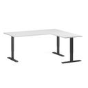 Höhenverstellbarer Eckschreibtisch, 3 Motoren, 74-121 cm, L/R, Tischplatte 180x160 cm, schwarzes Metallgestell, weiß