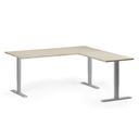 Höhenverstellbarer Eckschreibtisch, 3 Motoren, 74-121 cm, L/R, Tischplatte 180x180 cm, graues Metallgestell, Eiche natur
