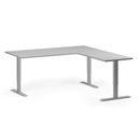 Höhenverstellbarer Eckschreibtisch, 3 Motoren, 74-121 cm, L/R, Tischplatte 180x180 cm, graues Metallgestell, grau