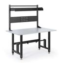 Höhenverstellbarer Packtisch PROFI, 1400 × 800 × 790–940 mm mit Aufsatz und Rollenhalter