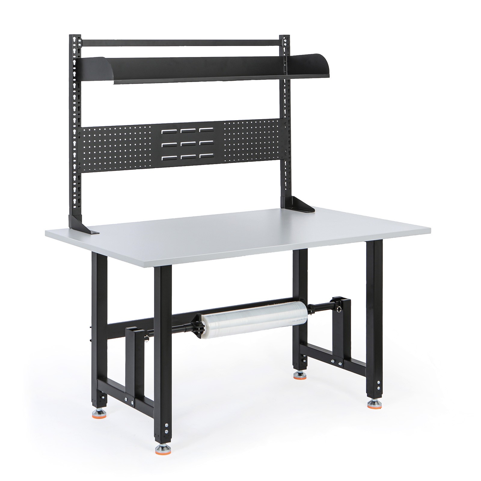 B2B Partner Höhenverstellbarer Packtisch PROFI, 1400 × 800 × 790–940 mm mit Aufsatz und Rollenhalter 2