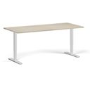 Höhenverstellbarer Schreibtisch, 1 Motor, 74-121 cm, Tischplatte 180x80 cm, weißes Metallgestell, Eiche natur